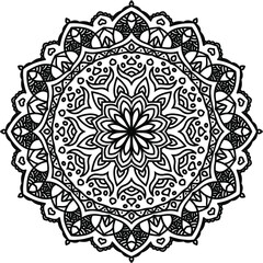 Hand-drawn coloring mandala. Coloring book page. Cloth design element, yoga logo, henna, tattoo.