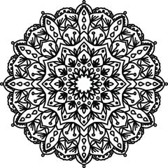 Hand-drawn coloring mandala. Coloring book page. Cloth design element, yoga logo, henna, tattoo.