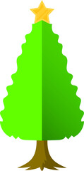 Simple cartoon hand drawn vector Christmas tree with ornaments