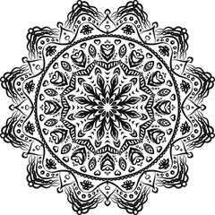 Hand-drawn coloring mandala. Coloring book page. Cloth design element, yoga logo, henna, tattoo.