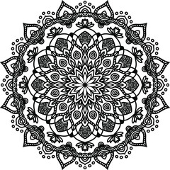 Hand-drawn coloring mandala. Coloring book page. Cloth design element, yoga logo, henna, tattoo.
