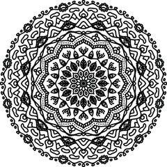 Hand-drawn coloring mandala. Coloring book page. Cloth design element, yoga logo, henna, tattoo.