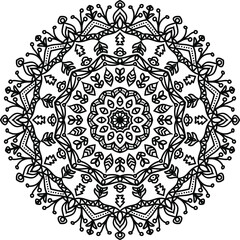 Hand-drawn coloring mandala. Coloring book page. Cloth design element, yoga logo, henna, tattoo.