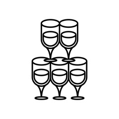 pile of champagne cups line style icon