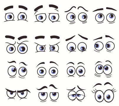 Cartoon Funny Eyes, Cartoon faces. Vector set