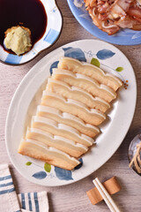 Freshly smoked shark on plate