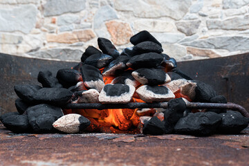 Coal burning in a barbecue