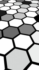 Honeycomb gray colored. Perspective view on polygon look like honeycomb. Isometric geometry. 3D illustration