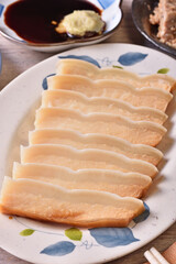 Freshly smoked shark on plate