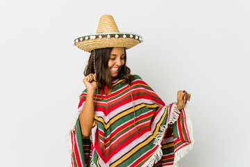 Young mexican woman isolated on white background