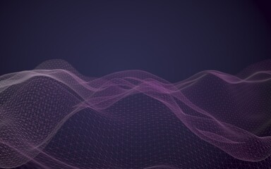 Abstract landscape background. Cyberspace purple grid. hi tech network. 3D illustration