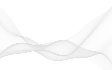 White abstract background. Fluttering white scarf. Waving on wind white fabric. 3D illustration