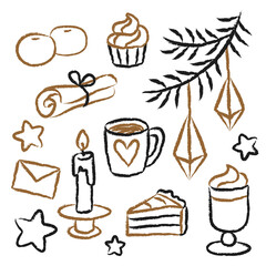 vector illustration ink line craft food and drink icons