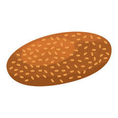 bread with sesame delicious pastry product icon vector illustration design