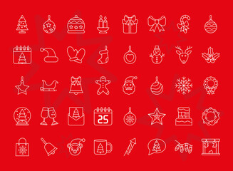 bundle of fourty christmas set icons vector illustration design