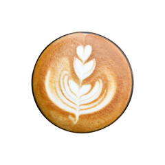 Hot latte coffee isolated on white background