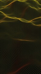 Abstract landscape on a dark background. Cyberspace yellow grid. hi tech network. 3D illustration