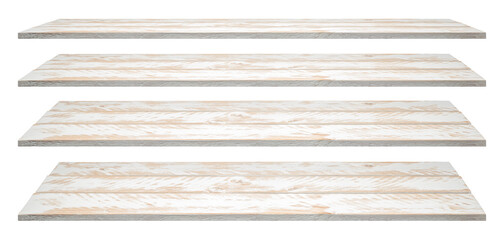 A collection of empty wooden shelves that can be used as a background for products - 396679848