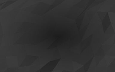 Black abstract background. Lowpoly backdrop. Gloomy crumpled paper. 3D illustration