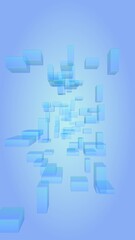 Obraz premium Blue and purple abstract digital and technology background. The pattern with repeating rectangles. Vertical orientation. 3D illustration