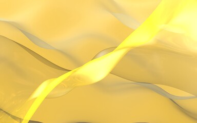 Abstract gold background. Beautiful backdrop with yellow waves. 3d illustration.