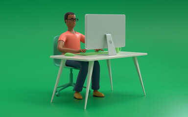 People working with computer at office,business, people and technology concept,3d rendering,conceptual image