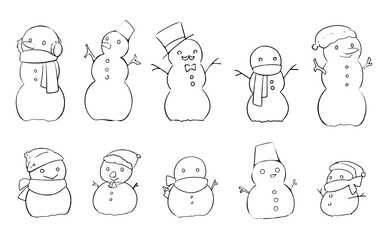 雪だるまの線画
