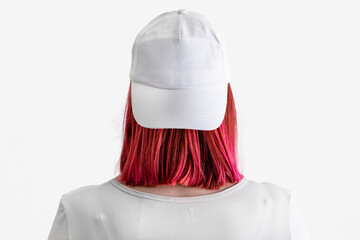 Woman wearing a white cap mockup