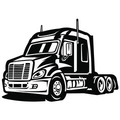 American Truck Trailer black and white illustration