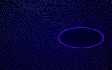 Abstract landscape on a blue background. Cyberspace grid. Mockup. hi tech network, technology. 3D illustration