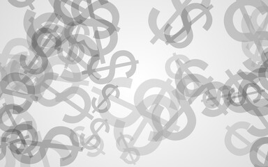 Gray translucent dollar signs on white background. Red tones. 3D illustration