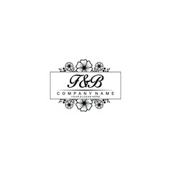 Initial FB Handwriting, Wedding Monogram Logo Design, Modern Minimalistic and Floral templates for Invitation cards