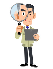 確認する工務店の男性
