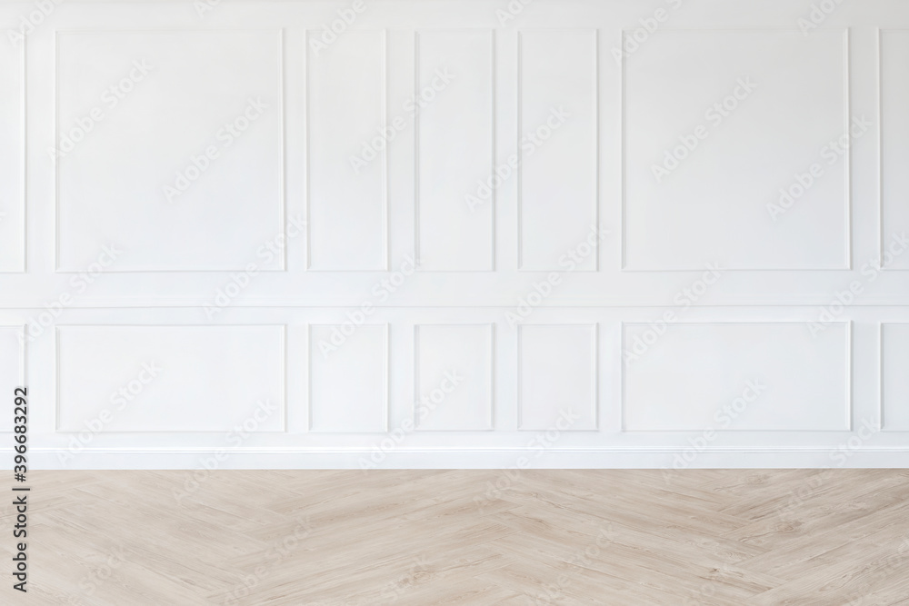 Wall mural Minimal empty room mockup with white patterned wall