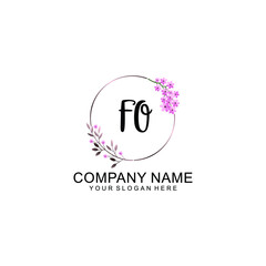 Initial FO Handwriting, Wedding Monogram Logo Design, Modern Minimalistic and Floral templates for Invitation cards