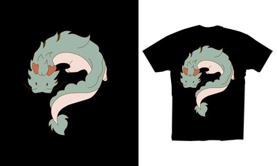 T-shirt design with cute green dragon graphic illustration suitable for t-shirts, clothes, hoodies and others