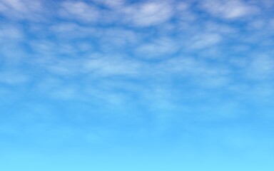 Blue sky background with white clouds. Cumulus white clouds in the clear blue sky in the morning. 3D illustration