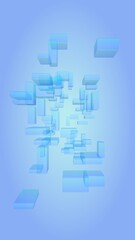 Blue and purple abstract digital and technology background. The pattern with repeating rectangles. Vertical orientation. 3D illustration