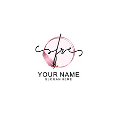 Initial FR Handwriting, Wedding Monogram Logo Design, Modern Minimalistic and Floral templates for Invitation cards