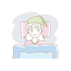 不眠症で寝付けない女性