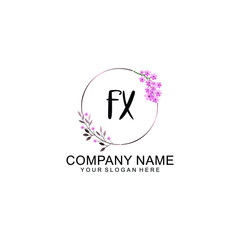 Initial FX Handwriting, Wedding Monogram Logo Design, Modern Minimalistic and Floral templates for Invitation cards