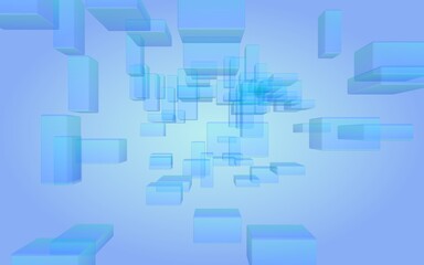 Blue and purple abstract digital and technology background. The pattern with repeating rectangles. 3D illustration