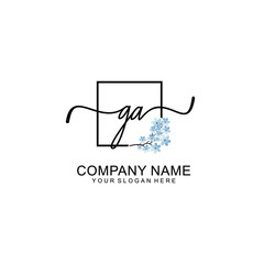 Initial GA Handwriting, Wedding Monogram Logo Design, Modern Minimalistic and Floral templates for Invitation cards