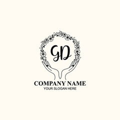 Initial GD Handwriting, Wedding Monogram Logo Design, Modern Minimalistic and Floral templates for Invitation cards