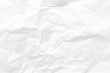 White crumpled paper texture background. Clean white paper. Top view.