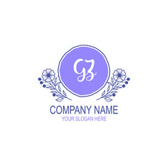 Initial GZ Handwriting, Wedding Monogram Logo Design, Modern Minimalistic and Floral templates for Invitation cards