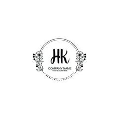 Initial HK Handwriting, Wedding Monogram Logo Design, Modern Minimalistic and Floral templates for Invitation cards