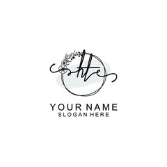 Initial HT Handwriting, Wedding Monogram Logo Design, Modern Minimalistic and Floral templates for Invitation cards
