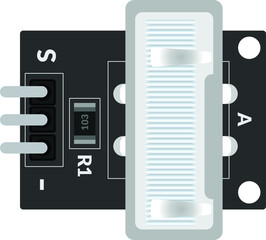 Electronics component top view illustration suitable for schematic circuit diagram 
