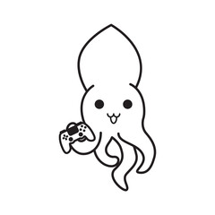 Cute blue octopus Gamer ps5